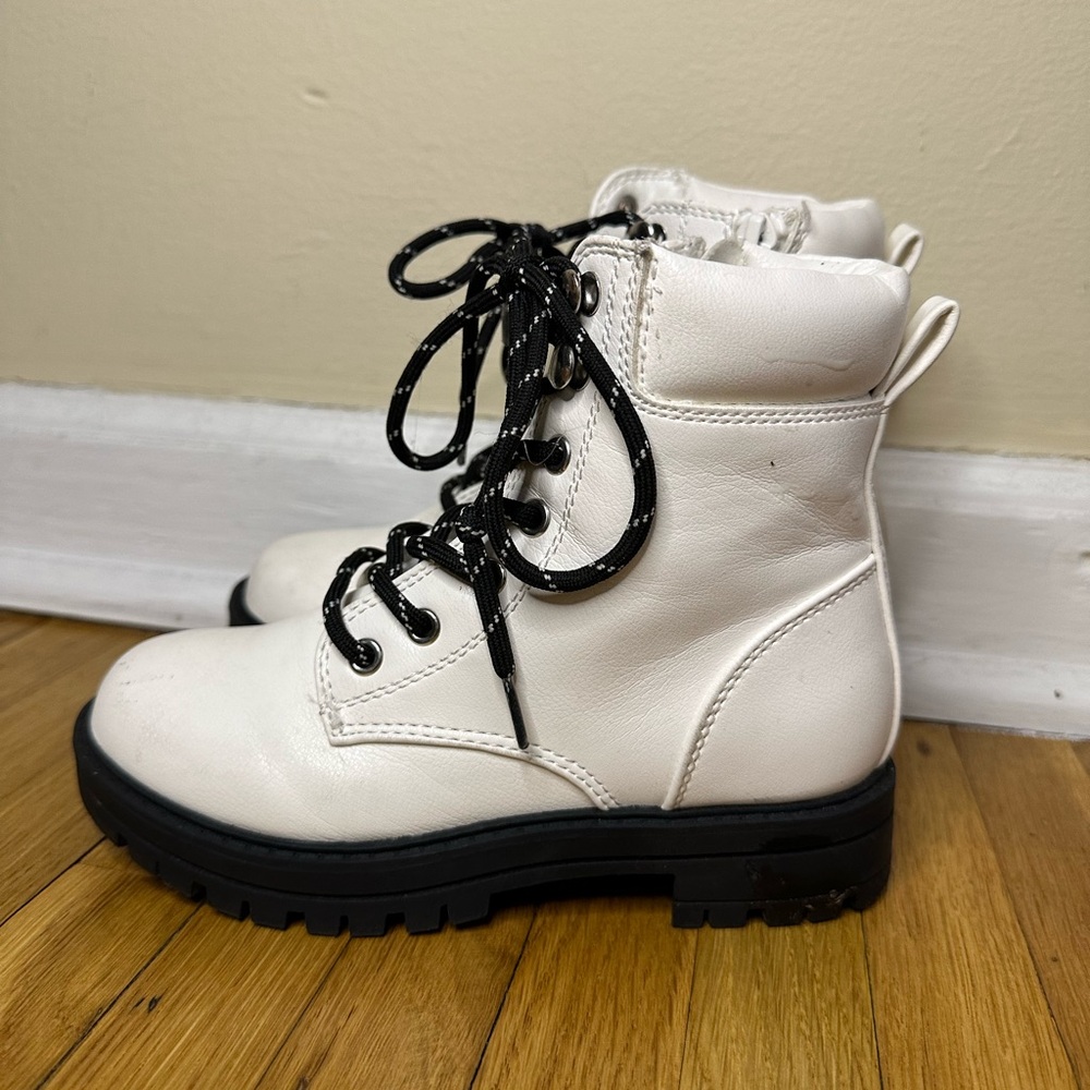 Sugar & Jade White Combat Type Boots Zip-Up Size 12